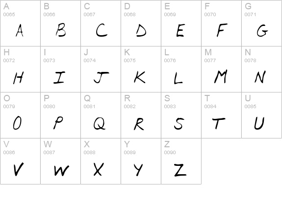 ArronsHand Regular uppercase A-Z preview
