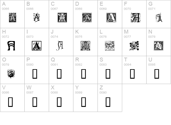 Art Nouveau Initials A uppercase A-Z preview