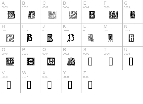 Art Nouveau Initials B uppercase A-Z preview