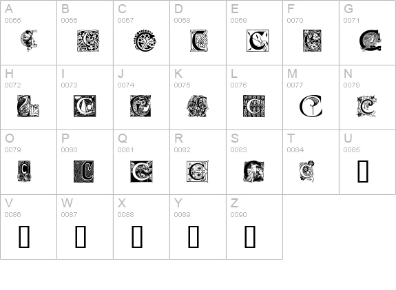 Art Nouveau Initials C uppercase A-Z preview