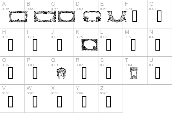 Art Noveau Headers uppercase A-Z preview