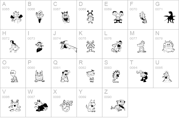 ArtMonsters uppercase A-Z preview
