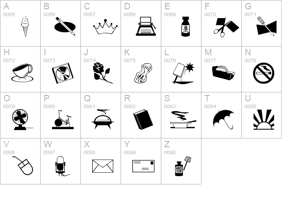 ArtsyParts Dingbats uppercase A-Z preview