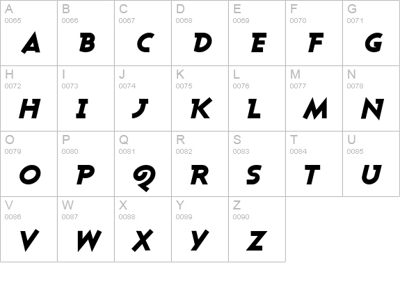 Ashby Black Italic uppercase A-Z preview