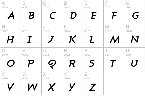 Ashby Bold Italic uppercase A-Z preview