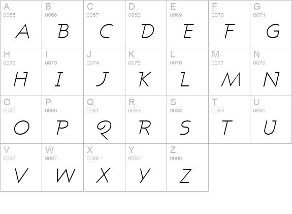 Ashby Light Italic uppercase A-Z preview