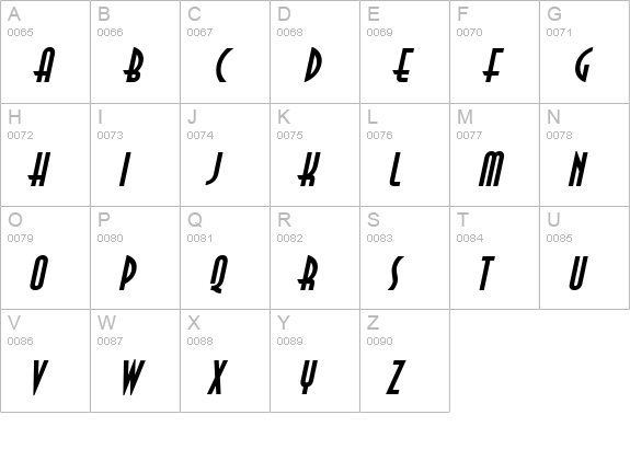 Asia Bold Italic uppercase A-Z preview