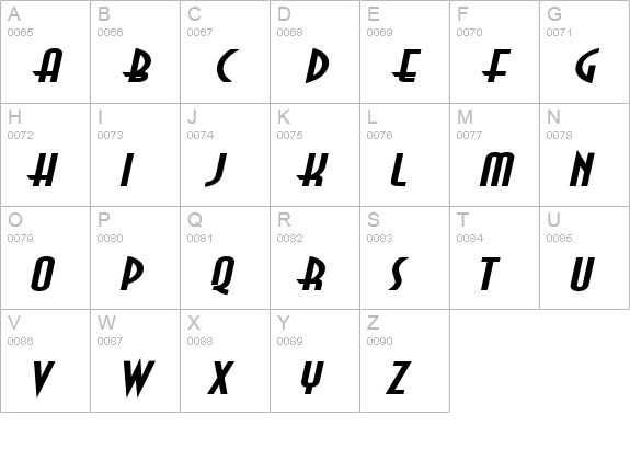 Asia-Extended Bold Italic uppercase A-Z preview