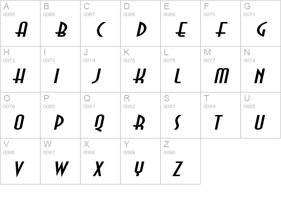 Asia Extended Italic uppercase A-Z preview