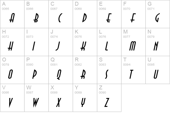 Asia Italic uppercase A-Z preview