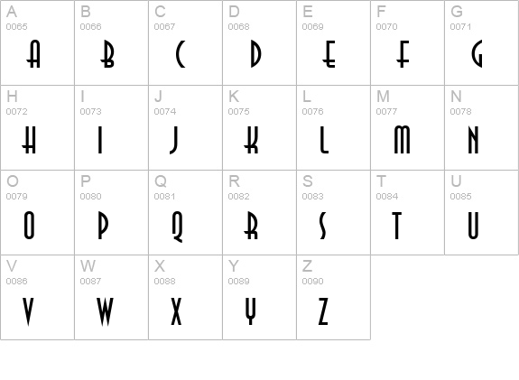 Asia Normal uppercase A-Z preview