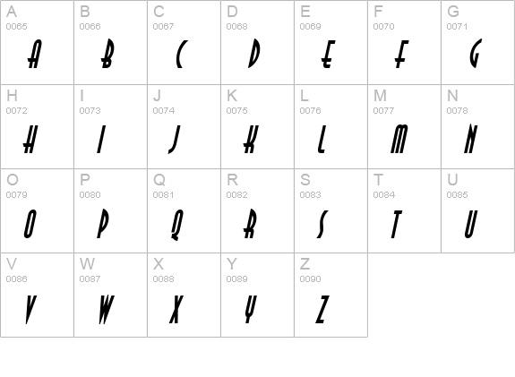 Asia Thin BoldItalic uppercase A-Z preview