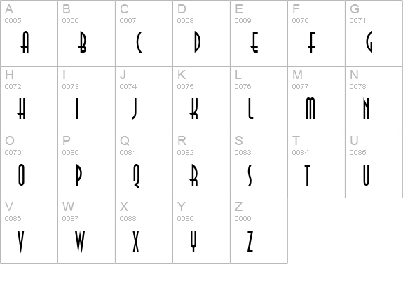 Asia Thin Normal uppercase A-Z preview