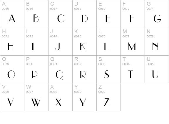 Asianart-Thin uppercase A-Z preview