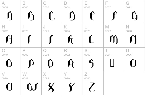 Asie Normal uppercase A-Z preview