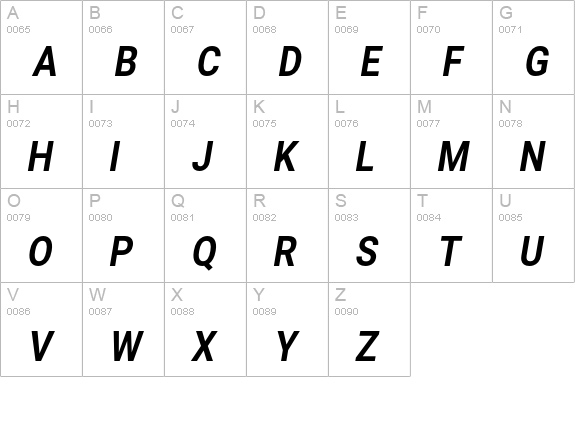 Asimov Narrow Italic uppercase A-Z preview