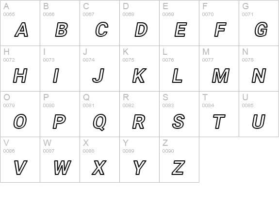 Asimov Outline Italic uppercase A-Z preview