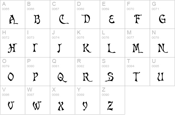Asphodel uppercase A-Z preview