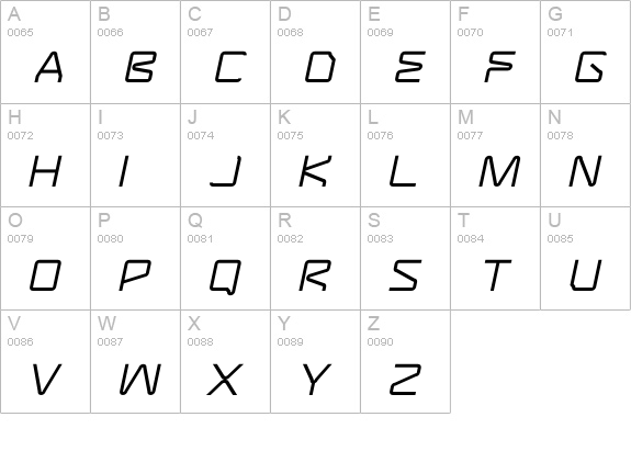 Assembler-Oblique uppercase A-Z preview