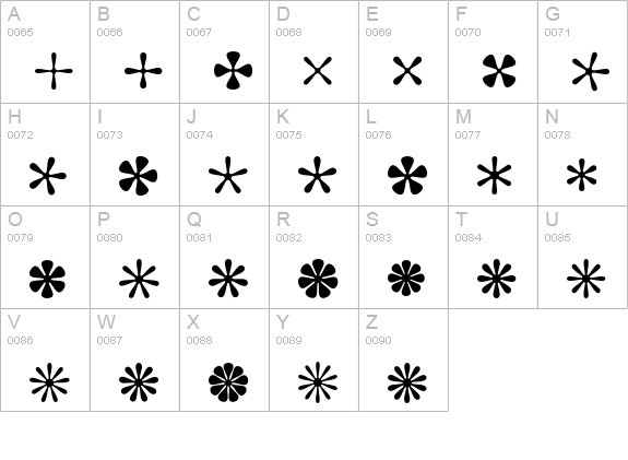Asterisp Alpha uppercase A-Z preview