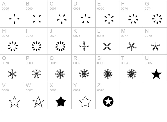 Asterisp Gamma uppercase A-Z preview