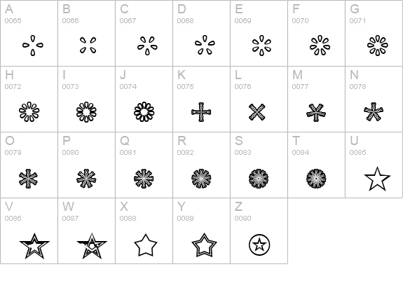 Asterisp Zeta uppercase A-Z preview