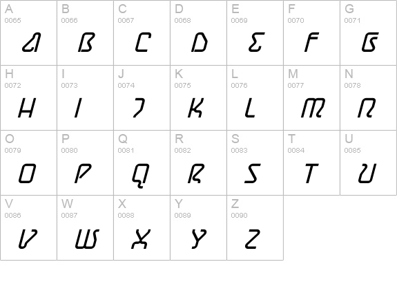 AstroLight Oblique uppercase A-Z preview