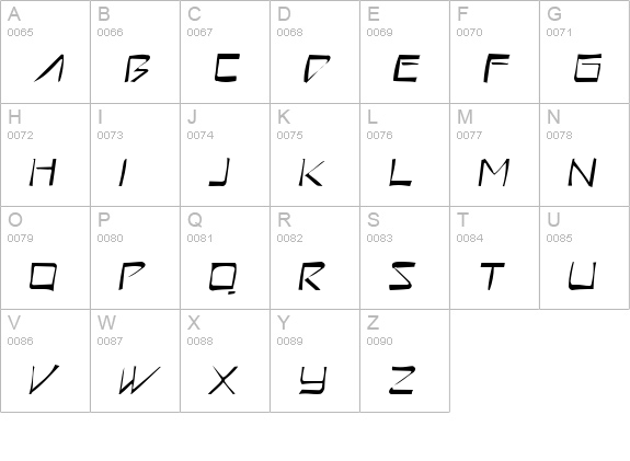 Astron Boy Gaunt Italic uppercase A-Z preview