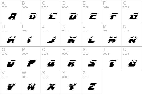 Astropolis Laser Academy Italic uppercase A-Z preview