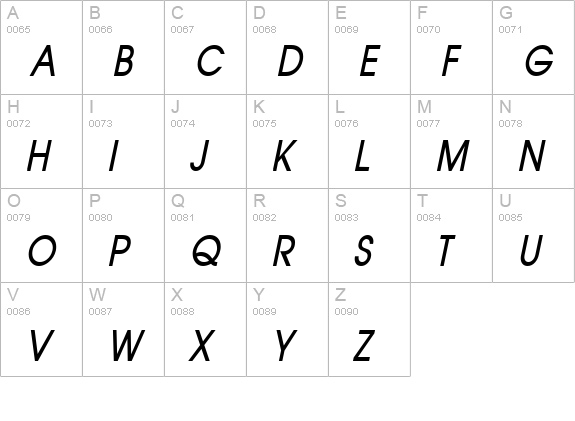 Atilla Condensed BoldItalic uppercase A-Z preview