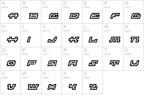 Atomic-OutlineItalic uppercase A-Z preview