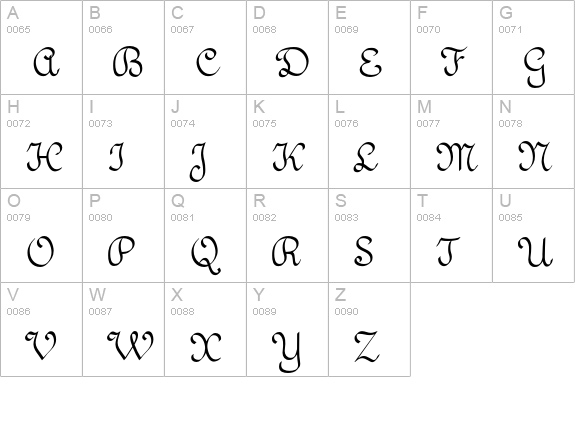 Aubergine uppercase A-Z preview