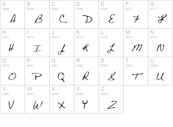 AubreysHand Regular uppercase A-Z preview