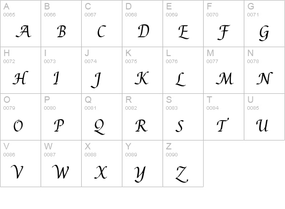 Augusta Cancellaresca Std uppercase A-Z preview