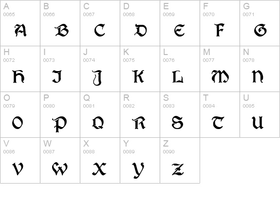 Augusta Regular uppercase A-Z preview