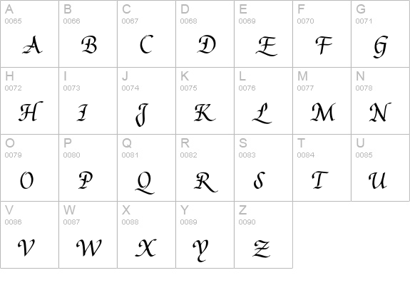Augusta Schnurkl Std uppercase A-Z preview