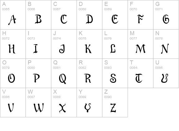 Auldroon uppercase A-Z preview