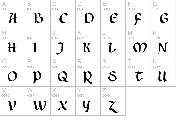 AuntJudy uppercase A-Z preview