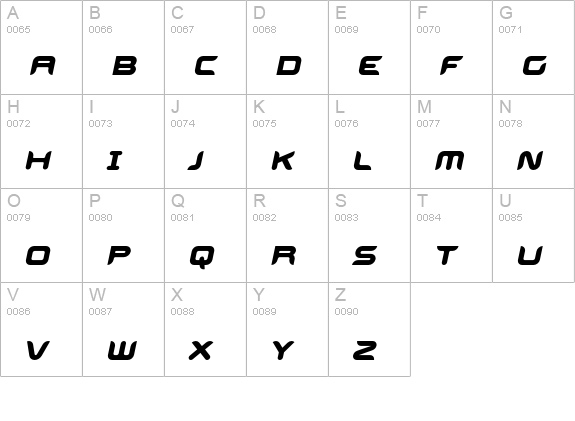 Aura-Oblique uppercase A-Z preview