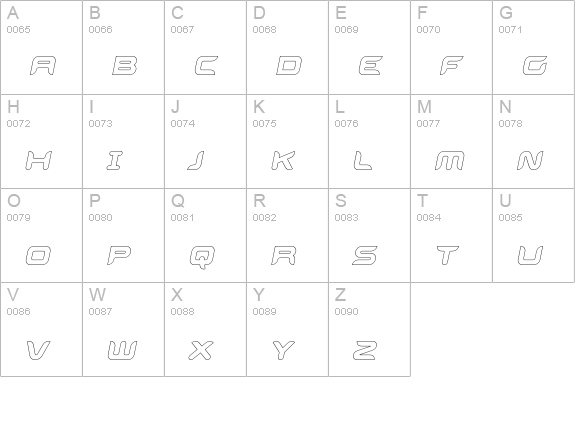Aura-OutlineOblique uppercase A-Z preview