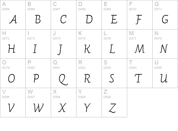Auto 2 Light Italic LF uppercase A-Z preview