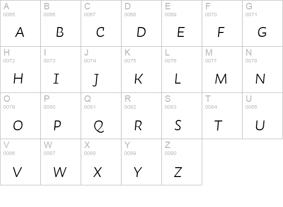 Auto 2 Light Italic SmCp uppercase A-Z preview