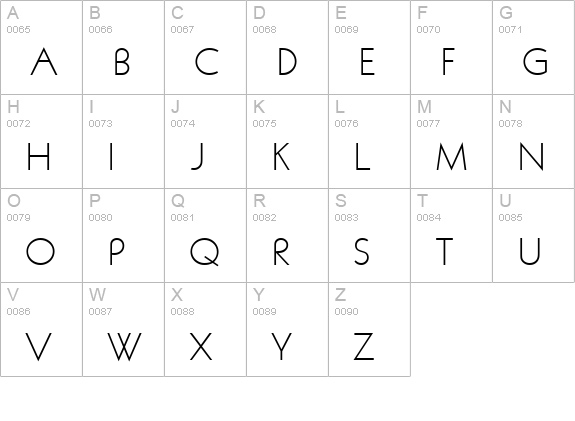 AvalonURWTLig uppercase A-Z preview