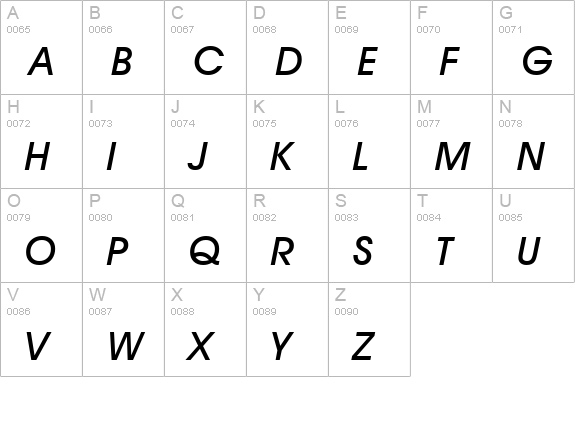 Avant Garde Medium Oblique BT uppercase A-Z preview