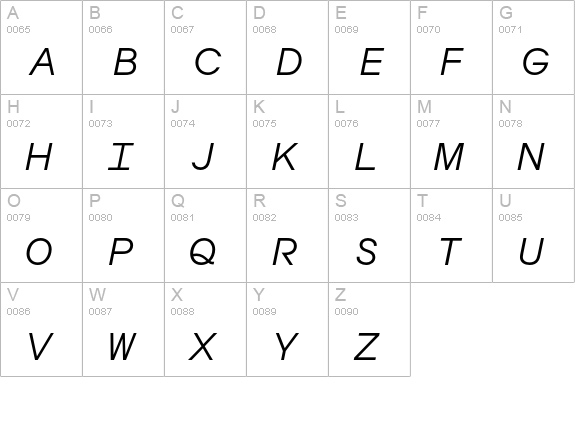 AvantGardeMonoEF-LightIta uppercase A-Z preview