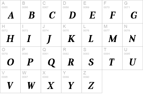 Aver Bold Italic uppercase A-Z preview