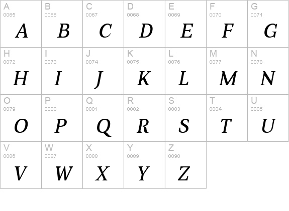 Aver Italic uppercase A-Z preview
