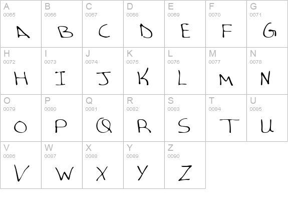 AverysHand uppercase A-Z preview