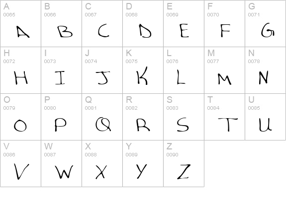 AverysHand Regular uppercase A-Z preview