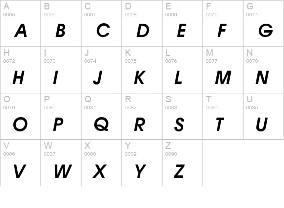 Avignon-DemiItalic uppercase A-Z preview